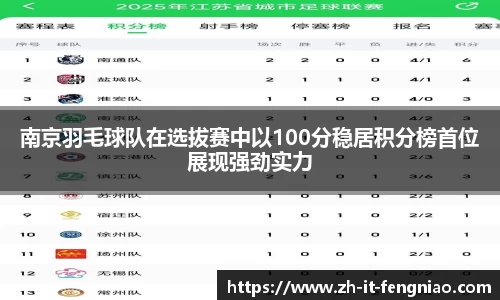 南京羽毛球队在选拔赛中以100分稳居积分榜首位展现强劲实力